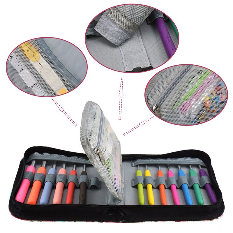 1 Pc Haak Opbergtas Met Rits Multi Kleuren Breien Accessoire Organizer Haak Haak Houder Hand Craft Naaien Naald Zak