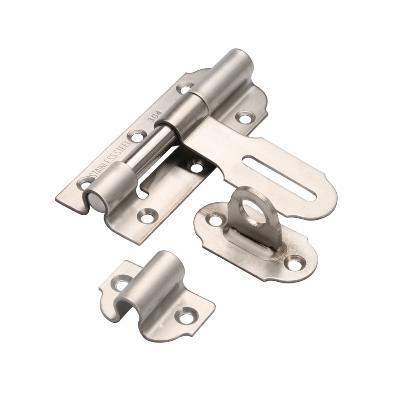 Slide Bolt Gate Latch Safety Door Lock with Padlock Hole Bar Heavy Duty Stainless Steel Brushed Surface Don&#39;t Include Padlock