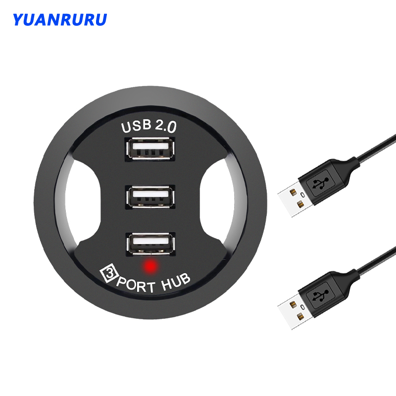 USB Hub USB 2.0 Desktop Grommet USB 2.0 Hub Audio Desk Mount Adapter 3 Port Mount In Desk Multi USB 2.0 Ports