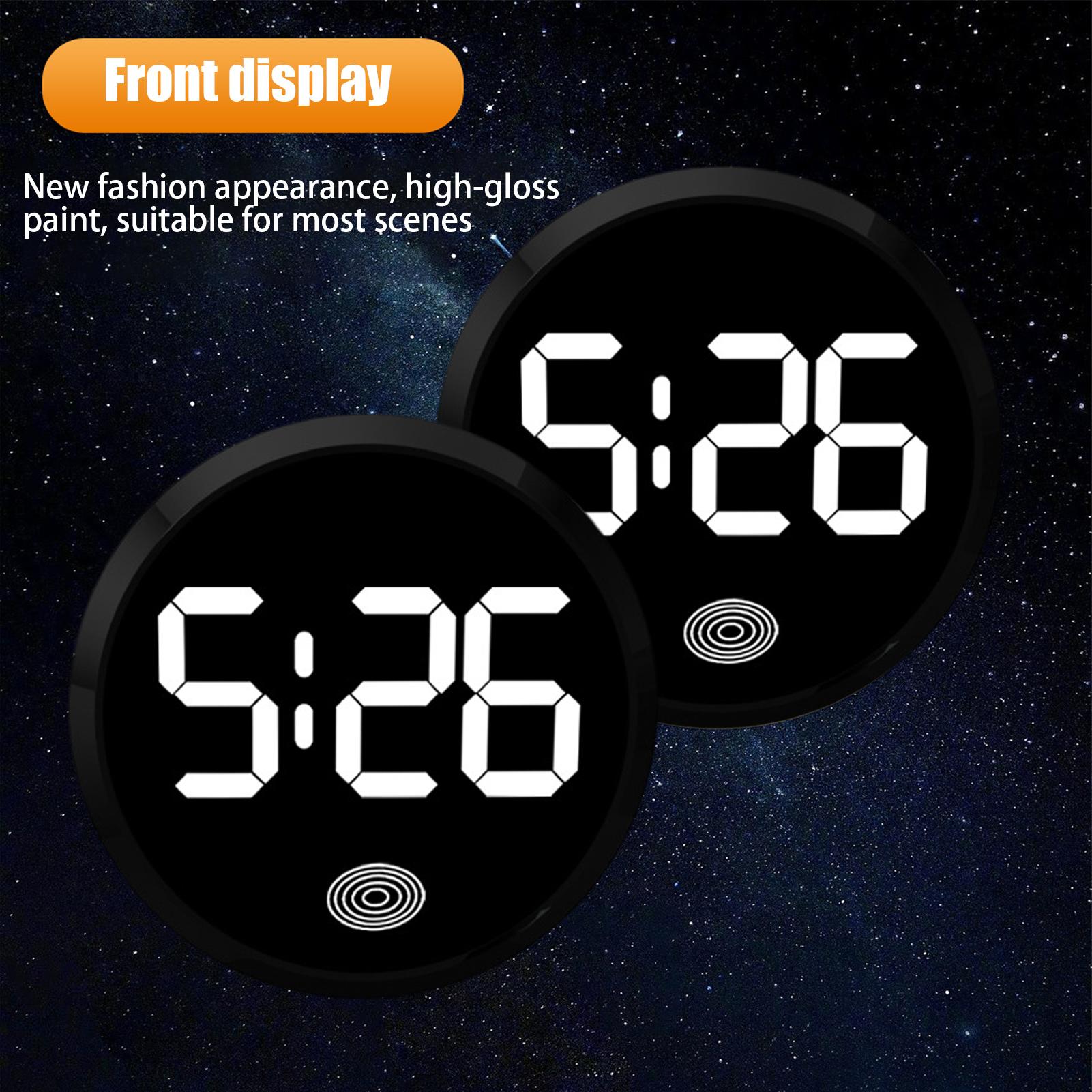 Zegar samochodowy okrągły, cyfrowy zegar samochodowy z podświetleniem doprowadziło, zegarek samochodowy na wycieczki drogowe, długie podróże, mini zegarek cyfrowy.