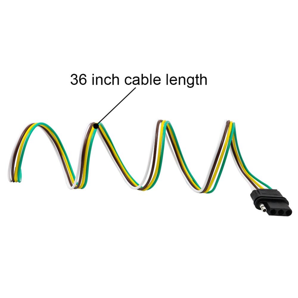 Tirol 4-- vejs flad anhængertrådsforlængerstikforbindelse med 36 tommer kabellængdeafslutning  t24511a