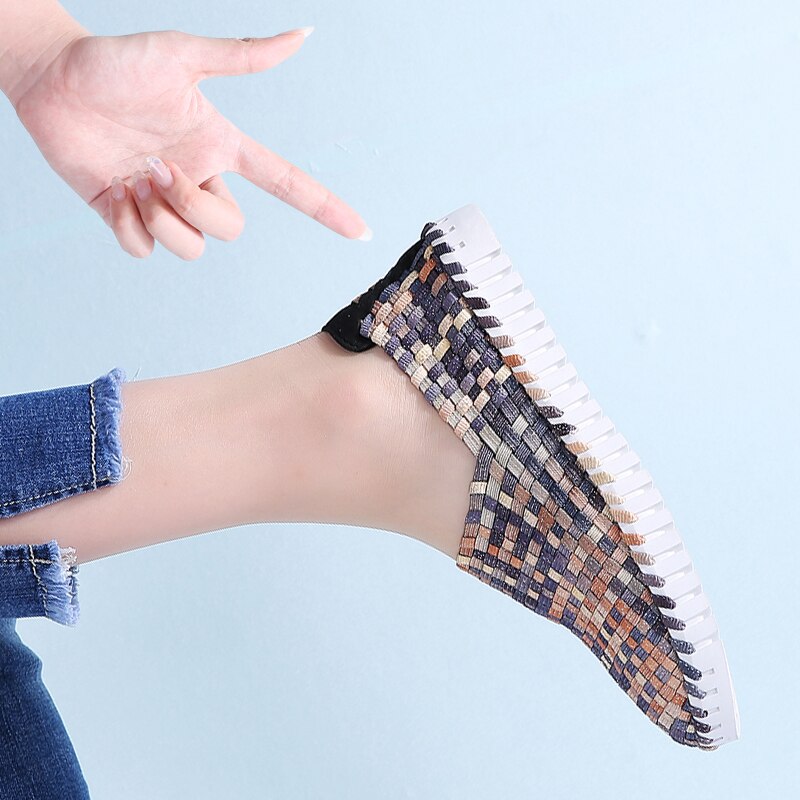 Stq Herfst Vrouwen Flats Schoenen Vrouwen Geweven Platte Sneakers Schoenen Dames Multi Kleuren Slip Op Loafers Sneakers 6119