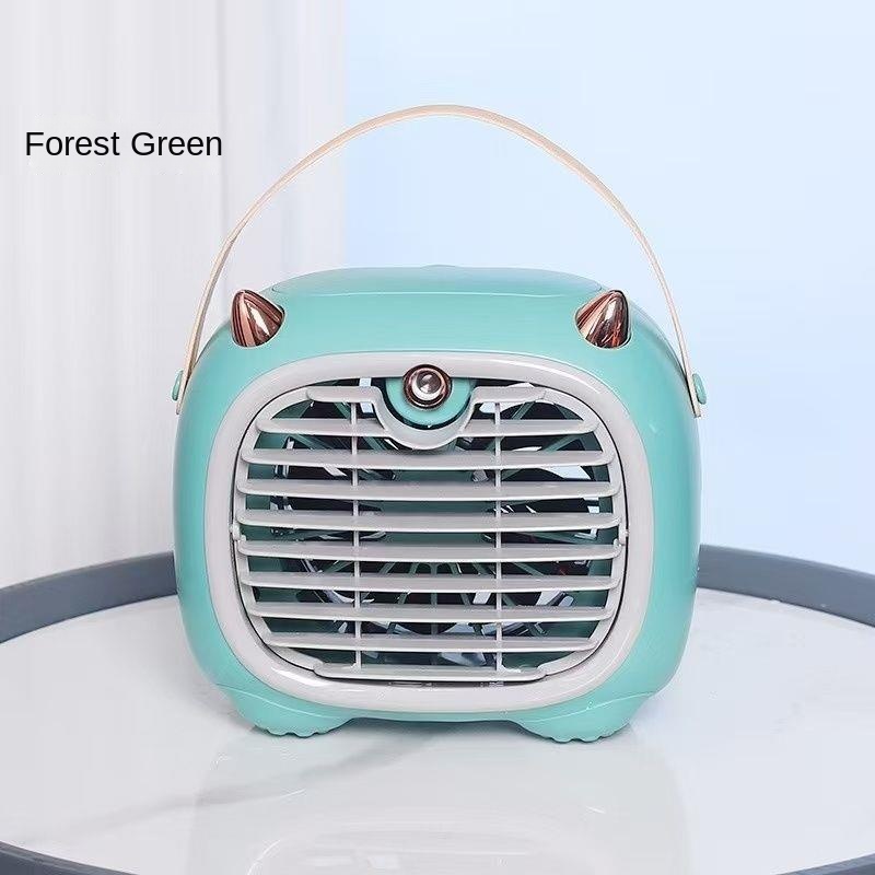 Desktop Refrigeration and Humidification Handheld Air-Conditioning Mini USB Charging Silent Portable Dormitory Bed Mobile Small Fan: green