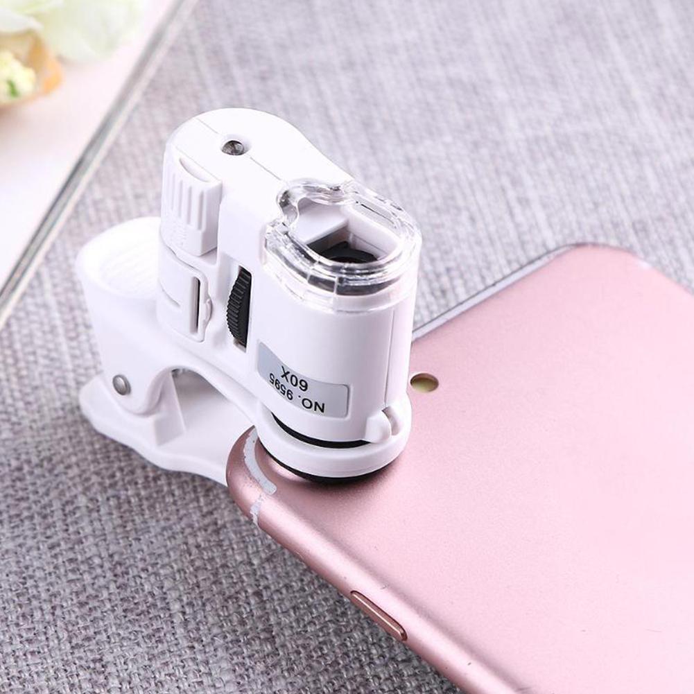 60x Cell Phone Clip Microscope Portable Magnifying Glass Mobile Times Mini Clip HD Universal Phone Microscope