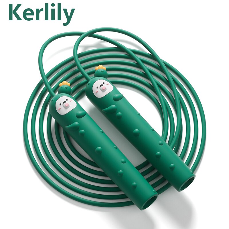 Jump Rope For Kids Child Skipping Rope Cartoon Children PVC Adjustable Exercise School Workout Equipment Kerlily: Green cactus