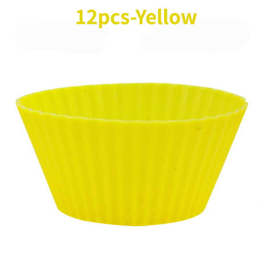 12 unids/set molde de silicona para pastel de forma redonda herramientas de decoración de pasteles DIY moldes para hornear magdalenas y magdalenas cocina utensilios para hornear fabricante: YELLOW