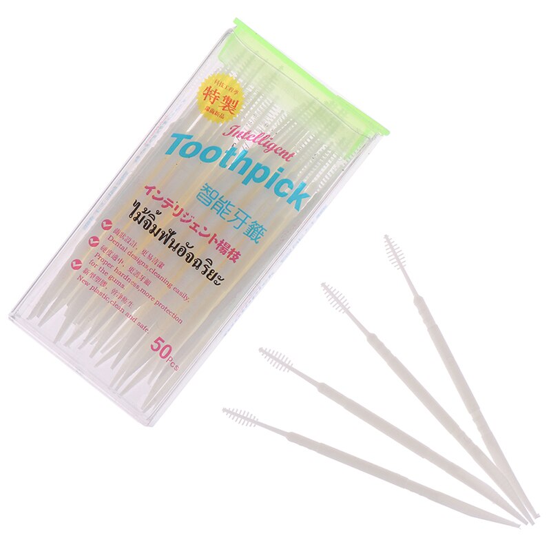 50PCS/Pack Double Square Boxed Ultrafine Floss Pick Toothpick Toothpicks