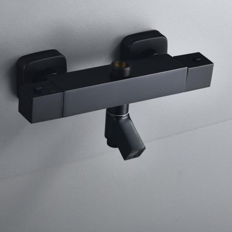 Robinet de douche thermostatique mural | Noir, robinet de salle de bains, robinet de douche, robinet de commande d'eau, robinet mitigeur thermostatique mural: style 2