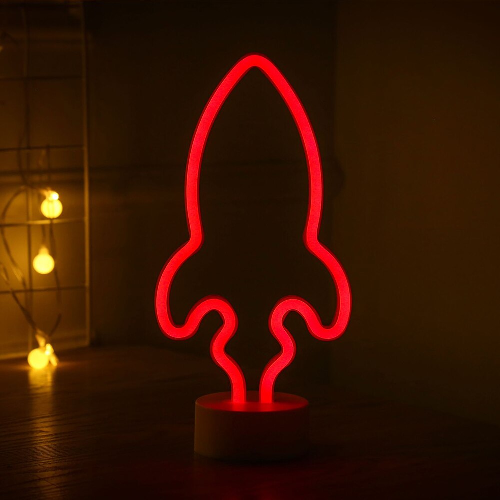 Rocket Vorm Led Neon Licht Twee-Kleur Neon Light Wanddecoratie Party Bruiloft Decoratie Kerst Cadeau Neon licht