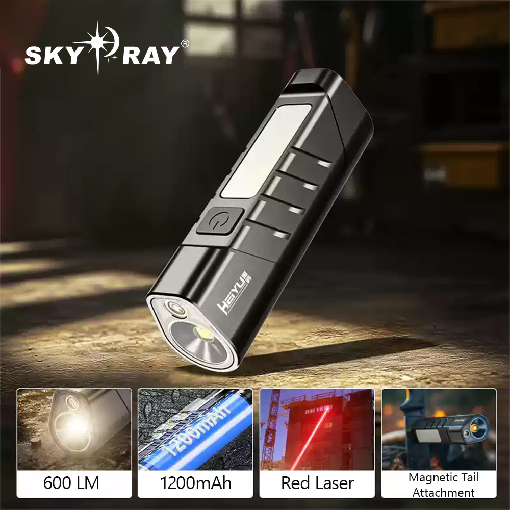 SKYRAY SM55 600 lúmenes EDC linterna 18650 bolsillo USB C antorcha recargable MINI luz Led con magnético para acampar caminar de noche: Default Title