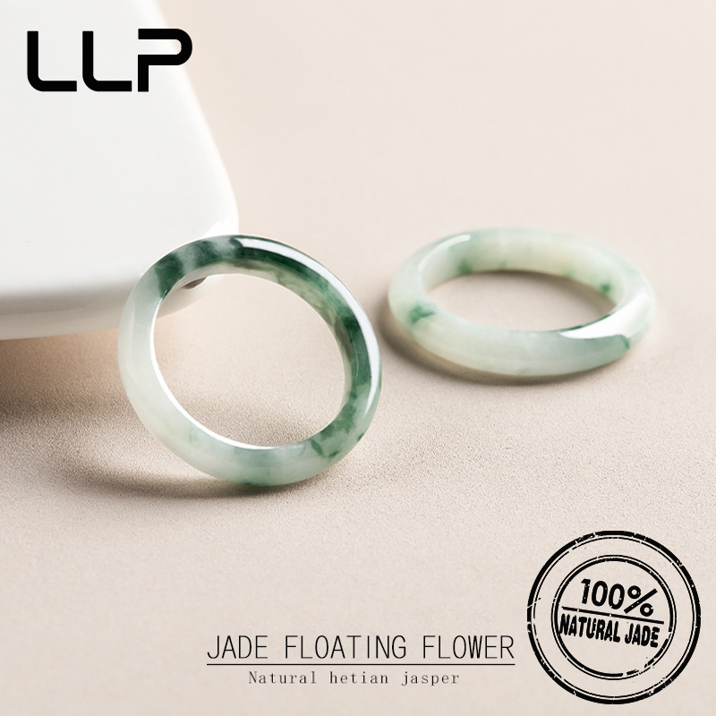 Echte Natuurlijke Een Goederen Jade Drijvende Bloemenring Mode Charme Vrouwen Jade Ring Sieraden Festival