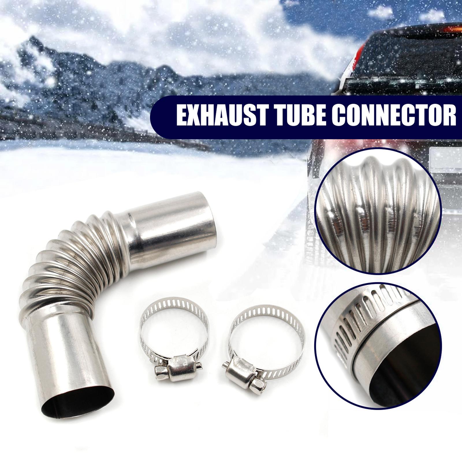 24mm Exhaust Pipe Tube Elbow Connector 25mm ID Stainless Steel Air Exhaust Pipes Connector for Heater W/ Clamps