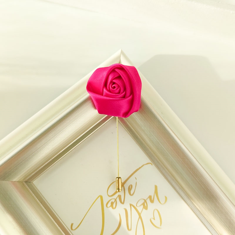 Alfileres Boutonniere para novio para hombre, ramillete de boda, broche para mujer, flores, rosas, ojal de seda para padrino de boda, accesorios para traje de matrimonio, graduación A: Rojo rosado