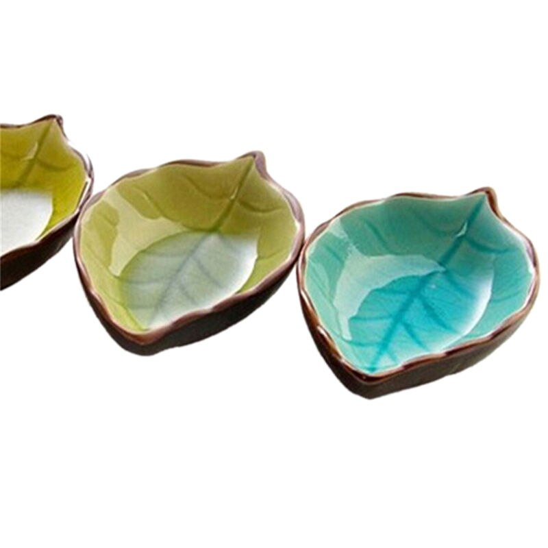1 unids/lote de salsa de condimento de vinagre de cocina vajilla de China artesanal creativa hojas de cerámica platos de Sushi japoneses bocadillos