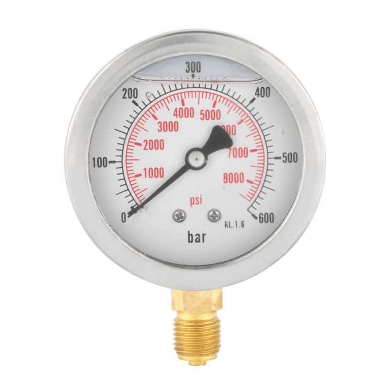 Portable 0-600Bar/0-8500Psi Double Scale Dial Gauge Hydraulic Water Pressure Gauge Meter Measuring Tool G1/4" Thread Manometer