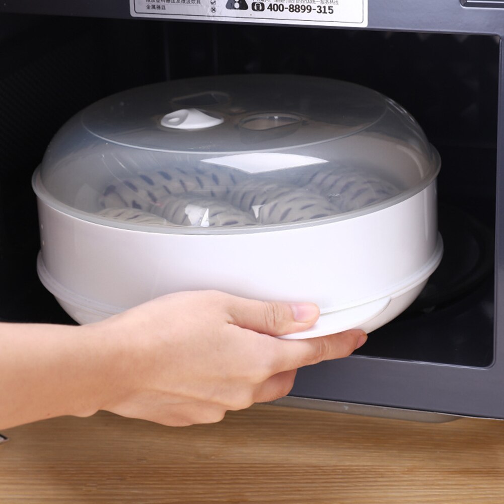 Vaporera para microondas sin BPA, cestas para cocinar al vapor, verduras, pescado, mariscos, redonda, vaporera de un solo/doble nivel