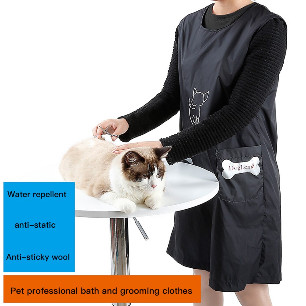 Waterdichte Pet Shop Kleding Schoonheidsspecialist Uniform Anti-Stick Haar Grooming Schort Gewaad Kat Hond Mouwloze Met Pocket Hond Accessoire