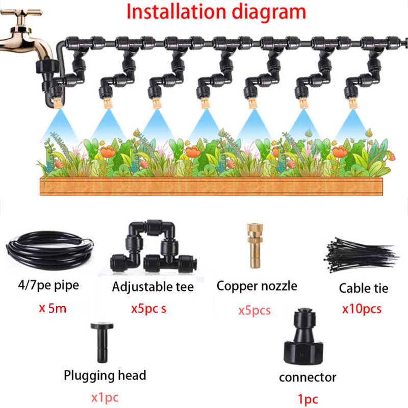 5-20m Garten bewässerungs System Nebel düsen Bewässerungs einstellen Automatisches Sprühnebel-Bewässerungs System mit pe Schlauch anschluss: Gelb