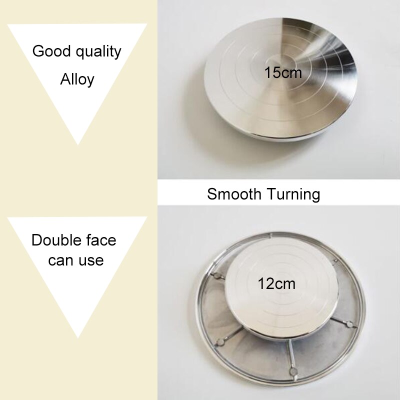 Plataforma giratoria de doble cara para escultura de arcilla, plato giratorio de aleación de aluminio de 12/15cm para cerámica, rueda de cerámica, herramientas giratorias