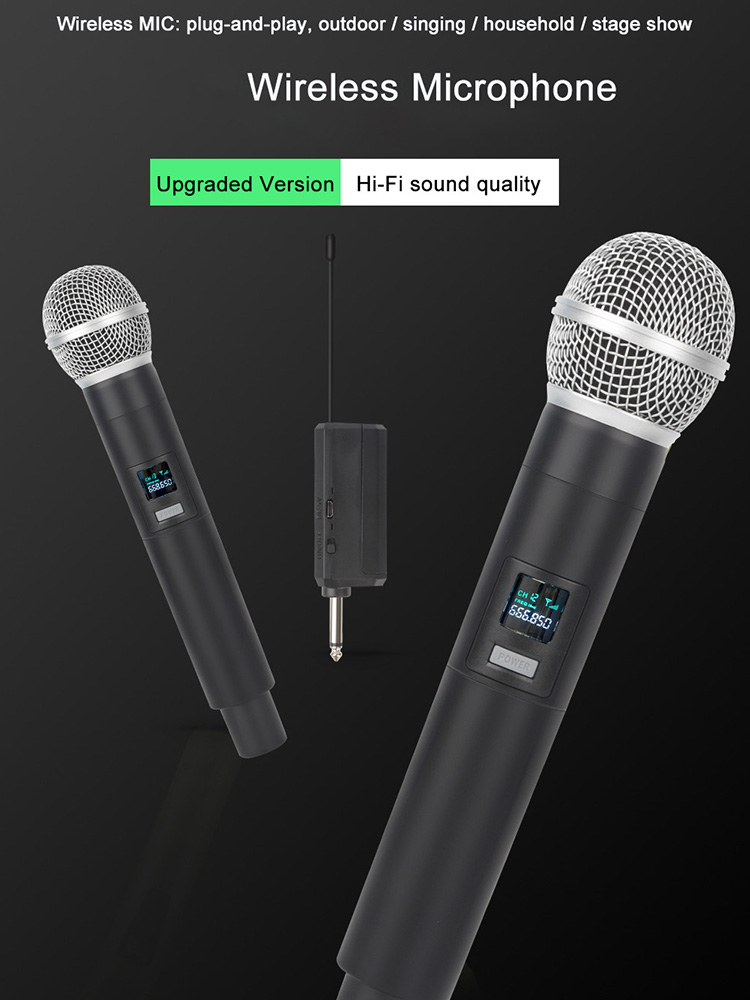 Wireless Microphone 4 Channels VHF Dual Handheld Dynamic Cordless Mic System Set For Shure Karaoke Voice Amplifier PA System