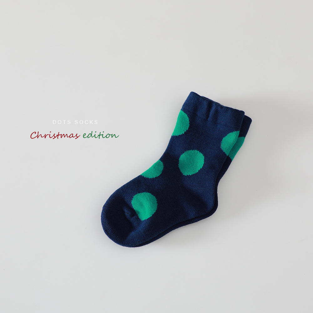 Chaussettes à pois colorées pour filles, chaussettes de sport pour enfants, chaussettes de sol en coton pour enfants, de noël: blue / 6 to 9y