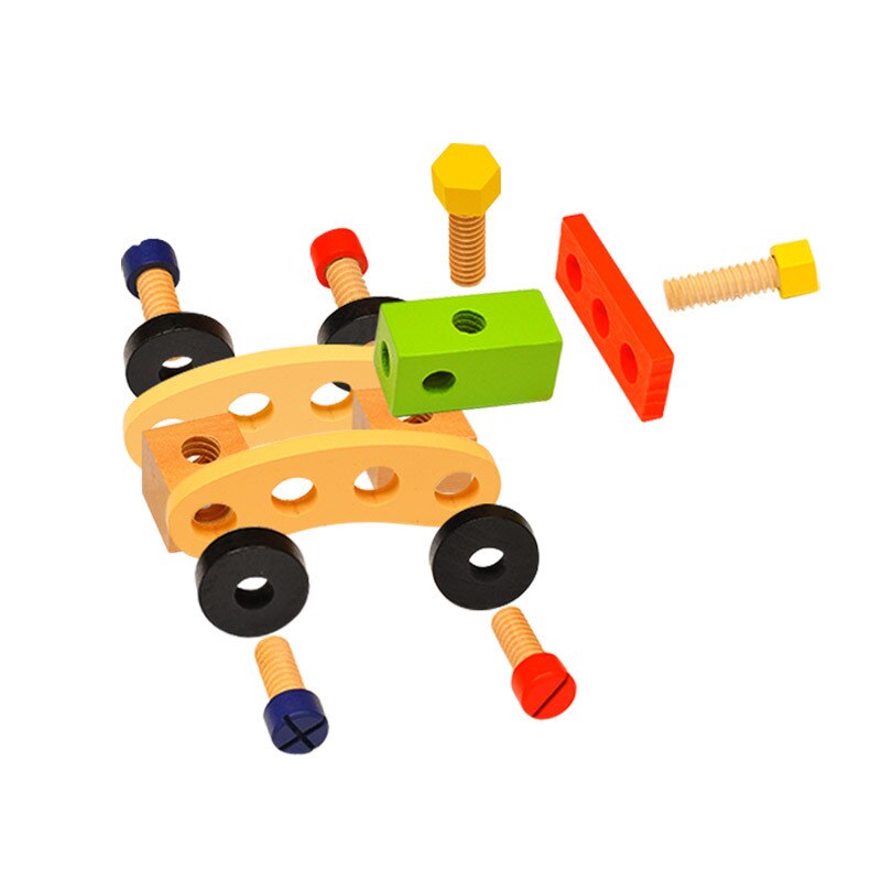 Juguete de madera para bebé, caja de herramientas con mango para niños, juegos educativos de aprendizaje, Montaje de tornillos, juguetes de jardín para niños