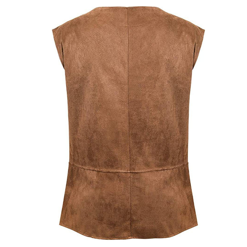 Middeleeuws renaissance vest van suède leer voor heren, mouwloos vest met veters voor historische, LARP & cosplay kostuums
