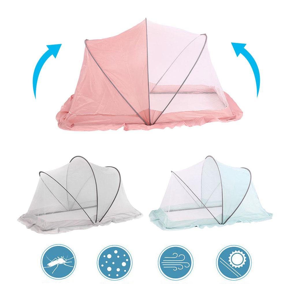 Dobrável berço mosquito net recém-nascido mosquito net para crianças bloco para fora o brilho tubo de aço inoxidável suporte abrigo