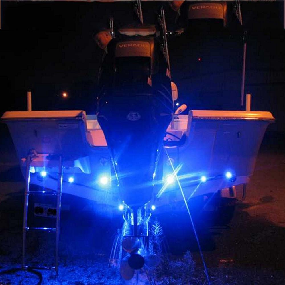 (4) blau LED Stiefel Licht Silber Wasserdichte 12v Deck für Enzo Malibu Wakesetter MasterCraft X Unterwasser JetSki Aquatrax R-12X