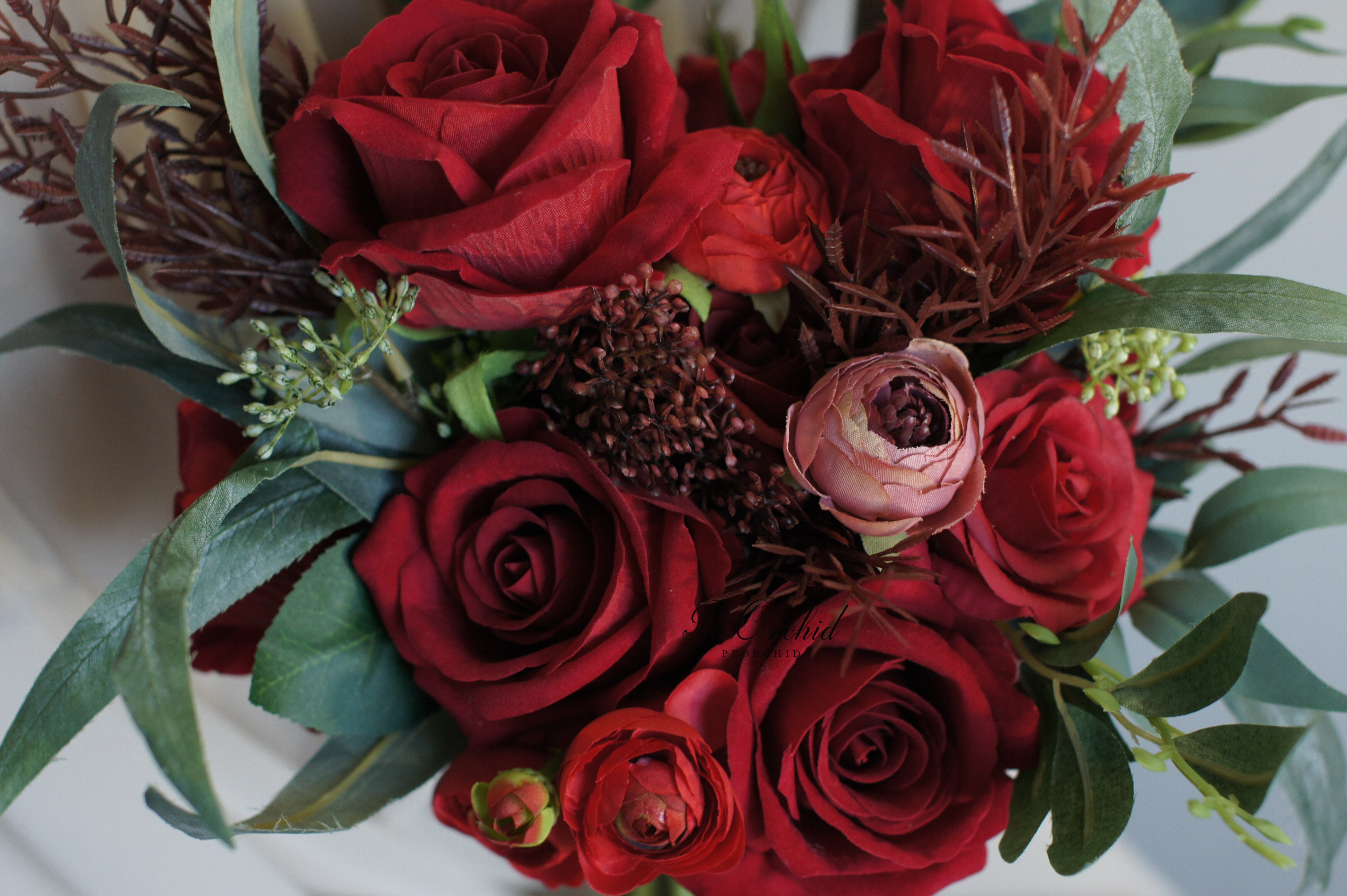 Peorchid vintage røde roser brudebuket kunstige brudepiger buketter bryllup brude hånd holde blomster букеты цветов