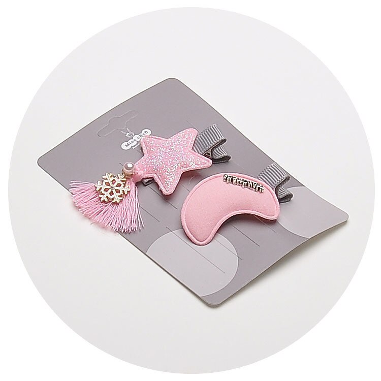 2 stuks schattige parel kwastjes ster maan baby hoofdtooi meisjes haarspelden kinder haarspeldjes kinder haaraccessoires: 1