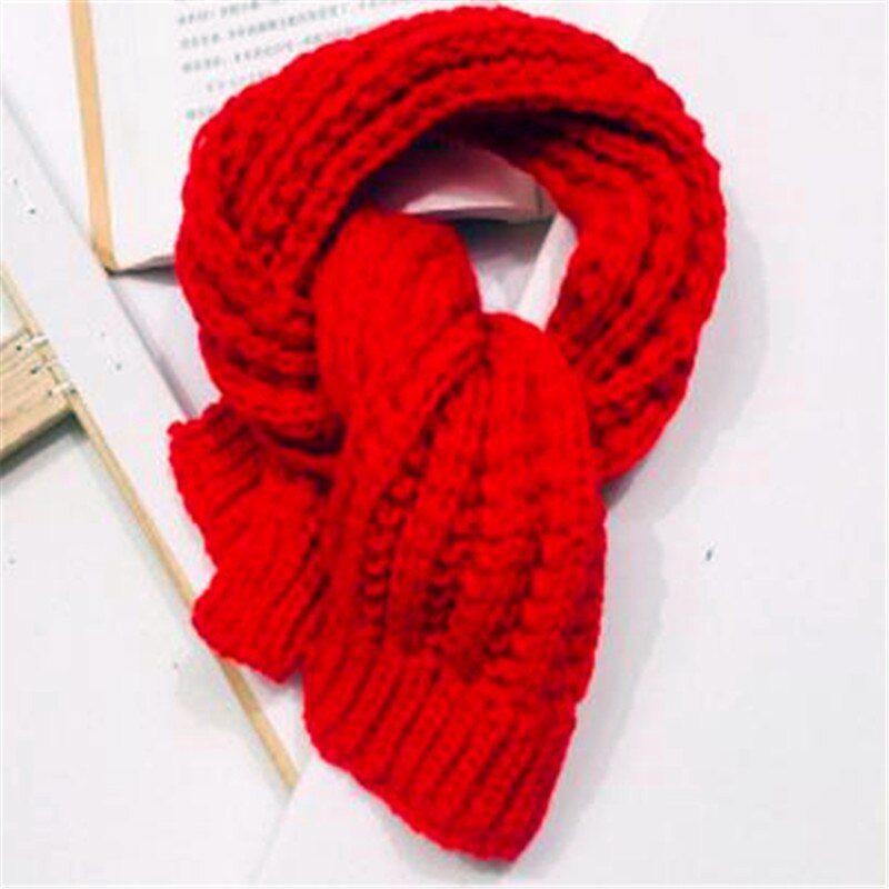 De kleine breien sjaal kinderen pure kleur sjaal jongen mode centra baby candy kleur sjaal in de winter van HC022: HC022-red / 4-8 Jaar