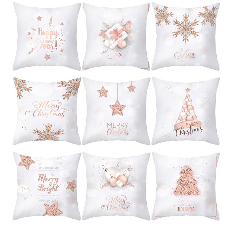 Weihnachten Pfirsich Haut Kissen fallen Rose Gold Kissen Abdeckung Hause Dekoration Neue Jahr Sofa Dekor