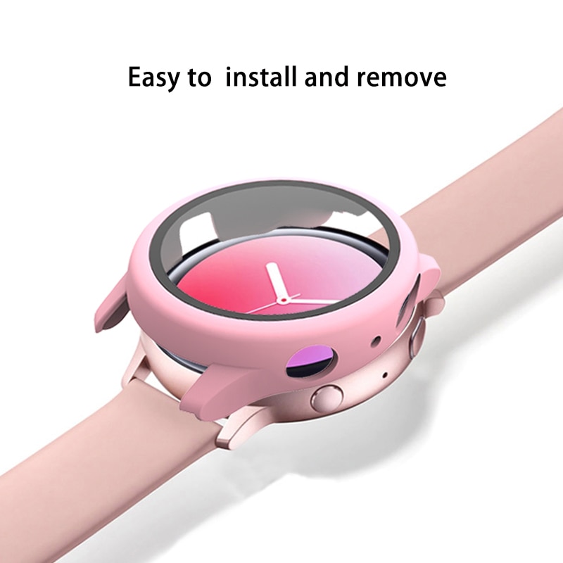 Case for Samsung galaxy watch active 2 44mm 40mm Full Coverage Bumper Case with Tempered Glass Screen Protector