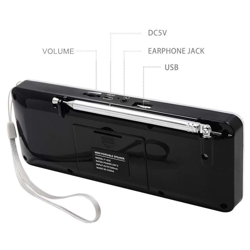 Digital FM Radio Receiver Speaker MP3 Player Support TF Card USB Drive LED Display Time Shutdown Portable Radios