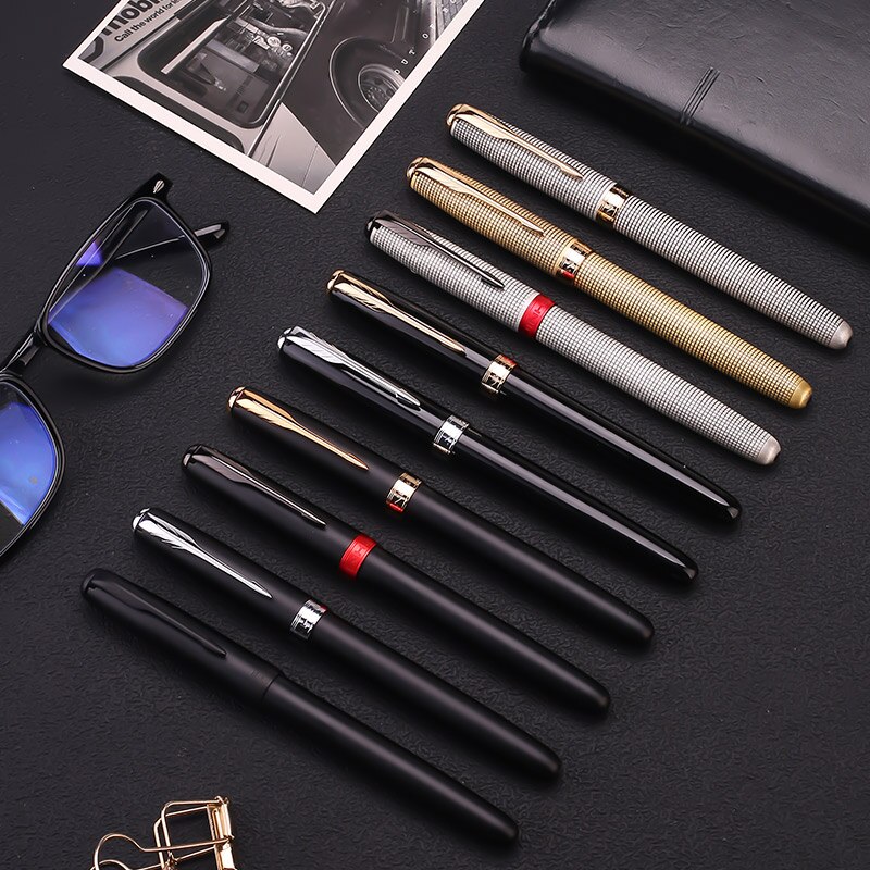 Jinhao Fountain Pen Luxury Bronze Ink Pens Metal Golden Clip Pens Office