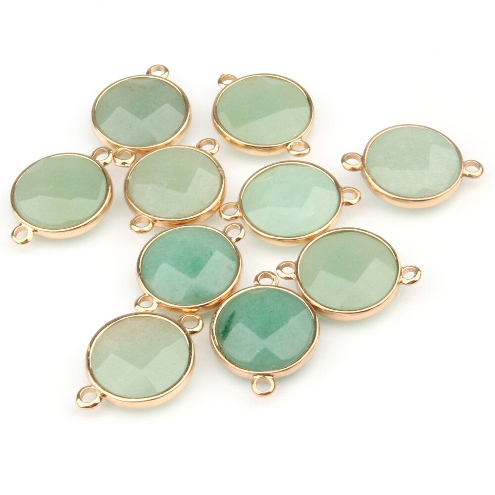 5pcs Naturale Ciondolo In Pietra di Figura Rotonda Sfaccettato Agated Del Pendente per Monili Che Fanno La Collana Accessorie Regalo per le Donne 15x27mm: green aventurine