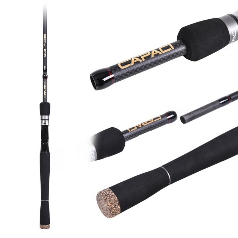 CAPACI Carbon Small Sea Pole Fiber Telescope Fishing Rod Travel Spinning Fishing Pole SPINNING CAPACI 2.1M/2.4M/2.7M *