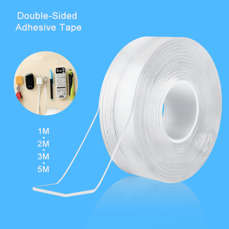 1/2/3/5m Reusable Double-Sided Adhesive Tapes Transparent Traceless Nano Tape Glue Waterproof Tape For Bathroom Kitchen Office