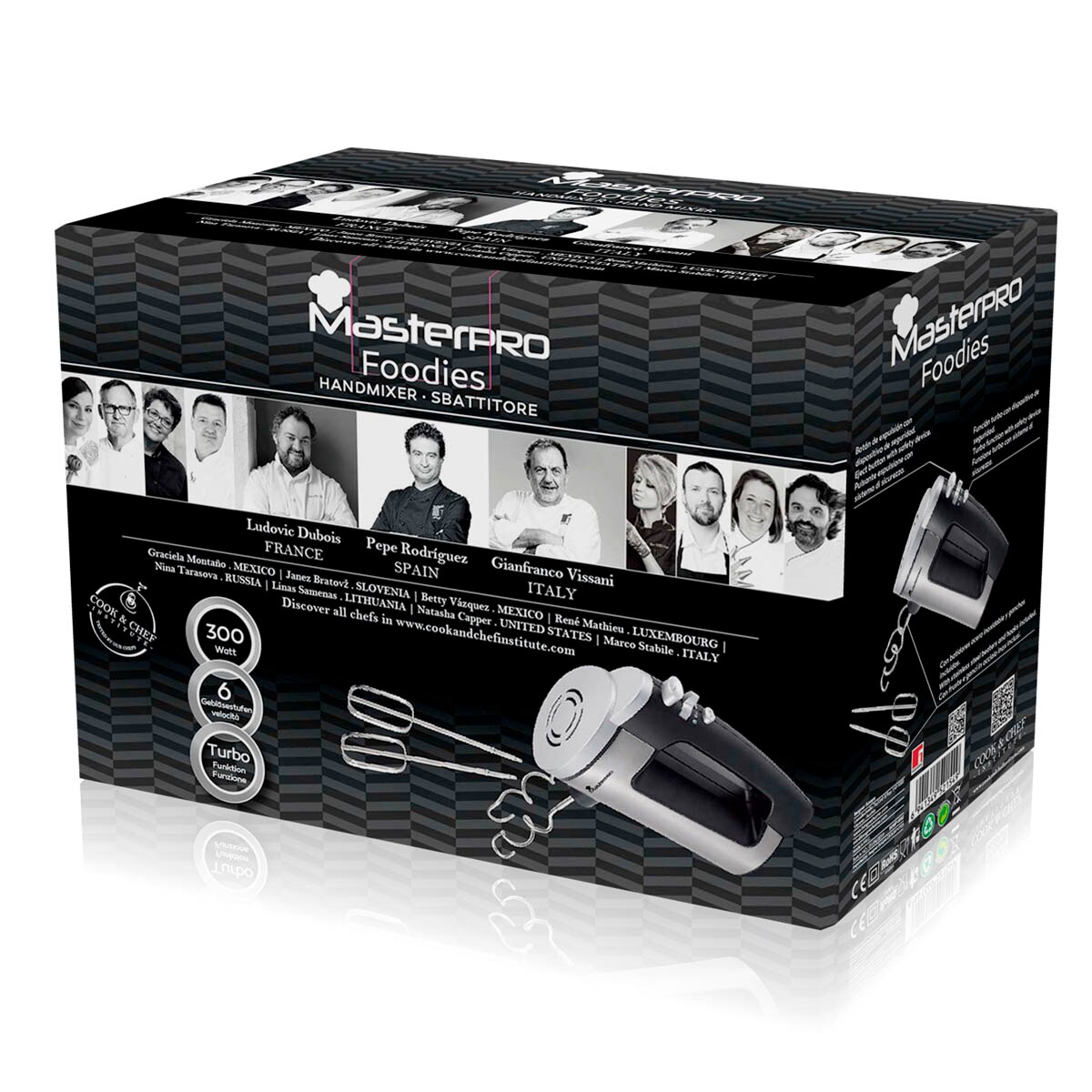 Batidora de mano Masterpro, acero inoxidable, potente, rapida, silenciosa, portatil, , moderna, , fácil uso y limpieza, 6 velocidades, batidora de mano electrica, batidora