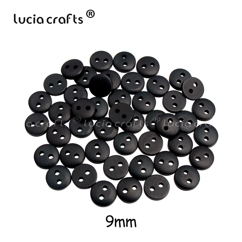 100pcs 9mm/10mm/12.5mm Zwart 2 Gaten Hars Flatblack Plastic Knoppen DIY Scrapbooking Craft kledingstuk Naaien Accessoires 4010152