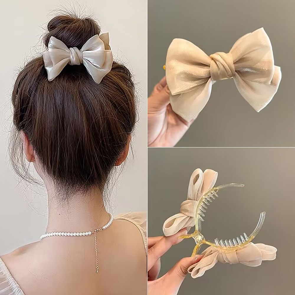 Pince à cheveux brillante à nœud papillon pour femmes et filles, épingle à cheveux exquise, tête arrière, élégante, style pastChev, nœud, vêtements de sauna, accessoires pour cheveux: YELLOW