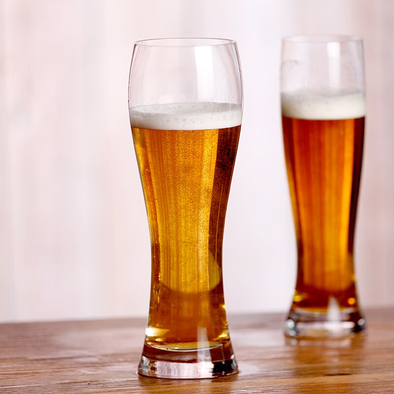Set  of 2 21 ounce blyfritt kristallölglas handgjorda blåsta veteölsglas för familjefestbar 640ml stor kapacitet