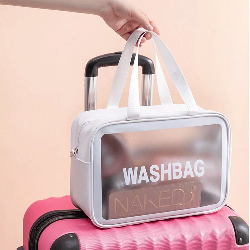 Stijlvolle brief toilettas pu make-up tas transparante reisorganizer toilettassen hoge capaciteit waterdichte dames cosmetische tassen