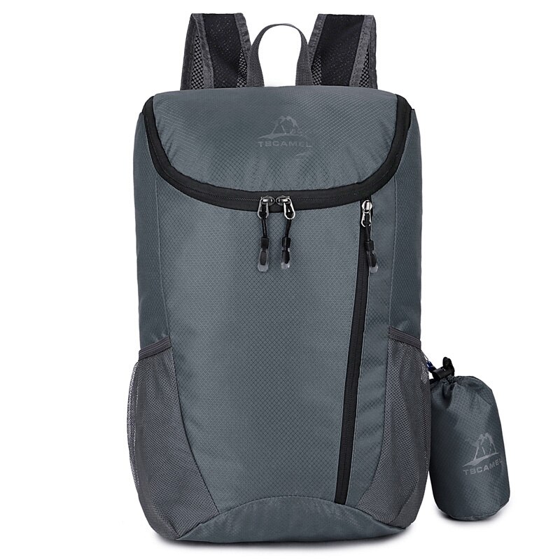 nueva mochila de almacenamiento ligero Unisex Casual bolsa de viaje plegable mochila al aire libre montañismo bolsa Paquete de piel: Gris