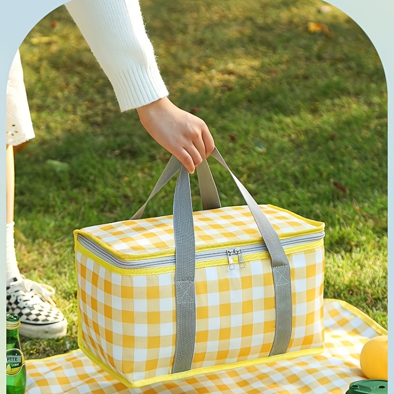 Large Capacity Insulated Picnic Basket-Foldable Outdoor Refrigerated Bag with Thick Aluminum Foil Lining and Multi Layer