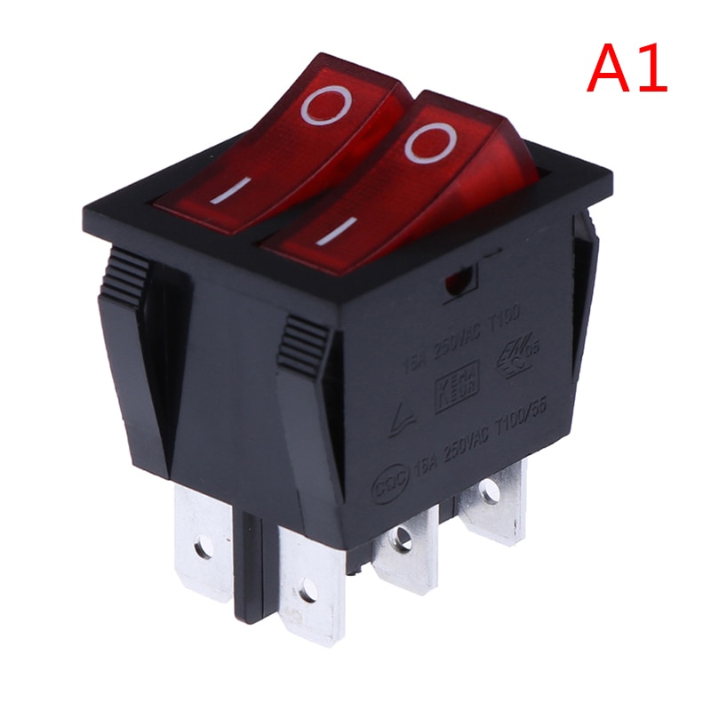 RK1-23 Oil Heater Switch ON/OFF Rocker Switch 250V/16A With Double Buttons 1pcs: Red
