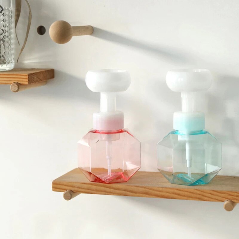 300ml flydende sæbe dispenser blomst form skum skumpumpe tom flaske plast klar flaske shower gel skum pumpe flaske