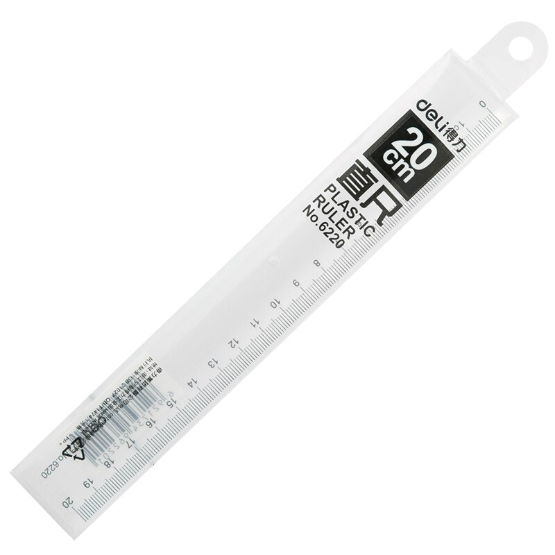 1PCS Deli 6220 Office Desk plastic ruler straight ruler 20cm 30cm 40cm