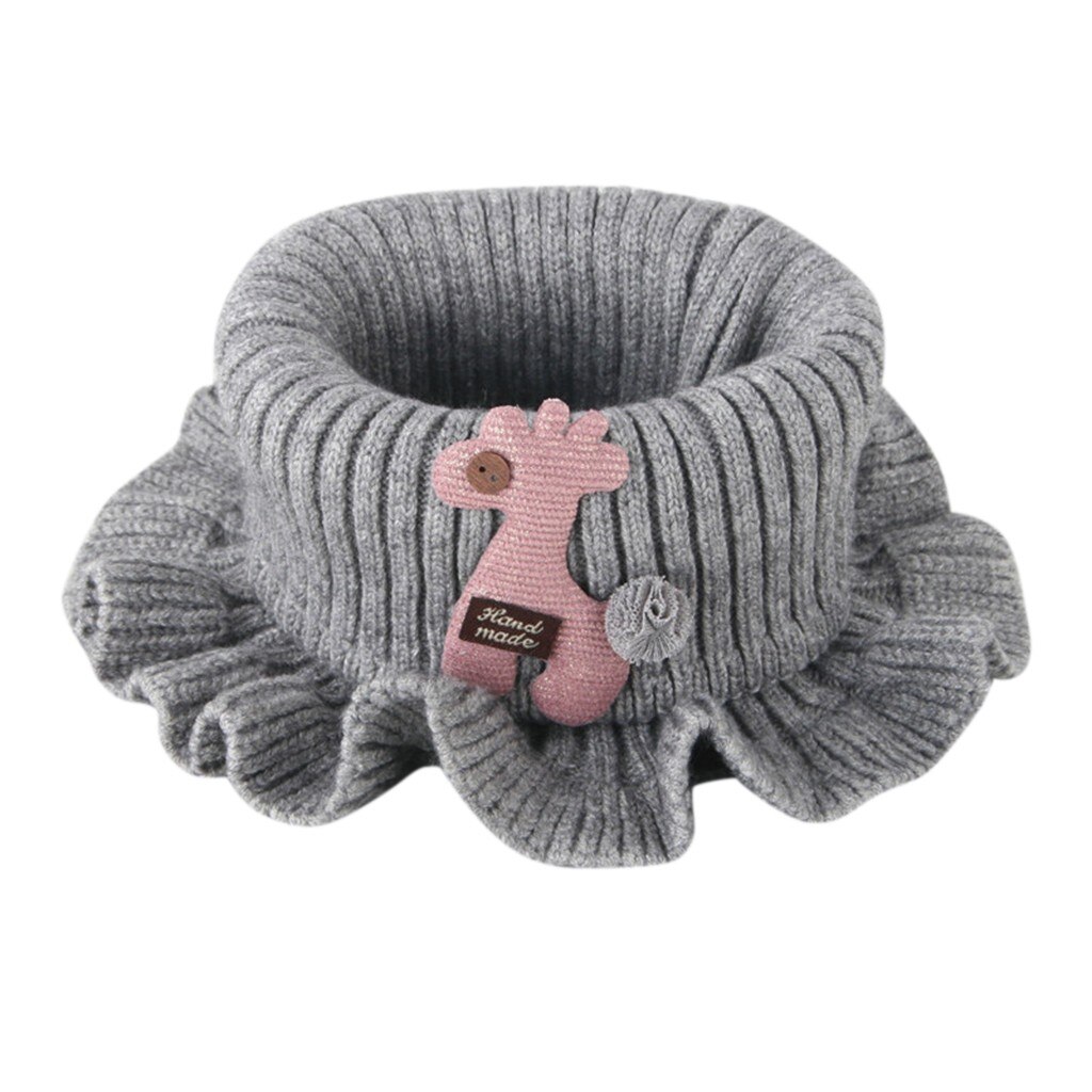 Baby Sjaal Winter Kids Jongens Meisjes Gebreide Sjaal Peuter Leuke Cartoon Warmer Haak Cowl Kraag Cirkel Sjaal Bufanda: Gray